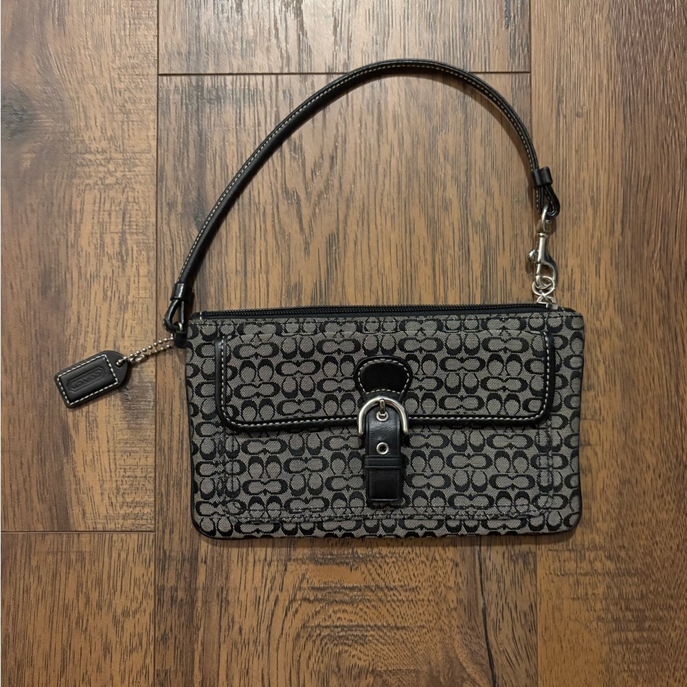 Coach Black and Gray Clutch with Monogram Design